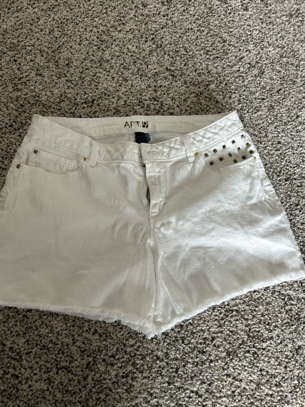 Apt. 9 White Jean Shorts with Gold Studs